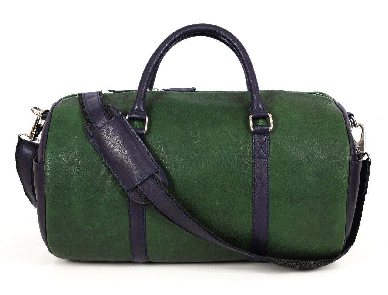 Green & Navy Leather Duffel Bag