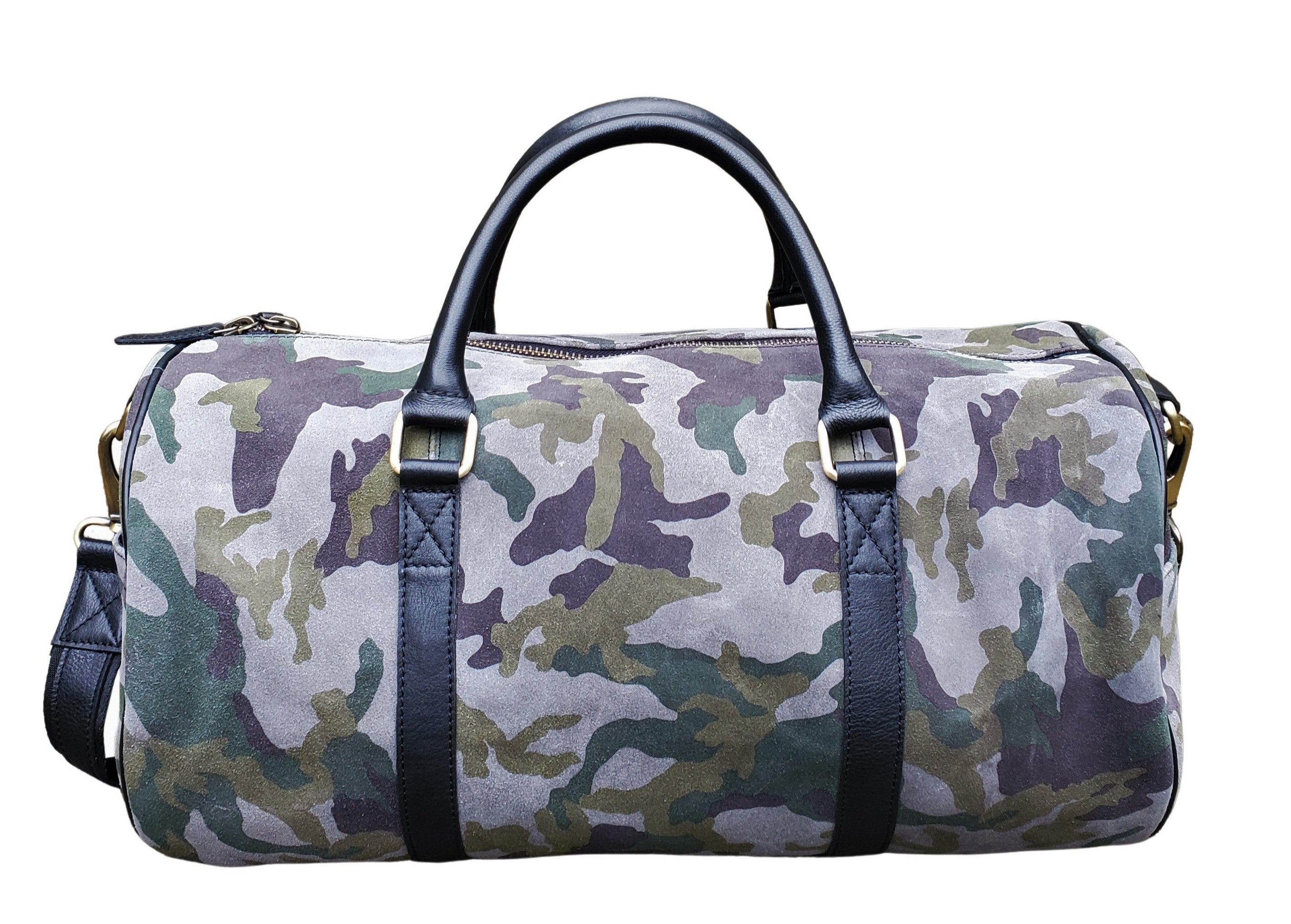 Green Camouflage Suede Duffel Bag - FH Wadsworth
