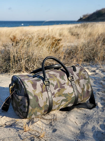 Green Camouflage Suede Duffel Bag - FH Wadsworth