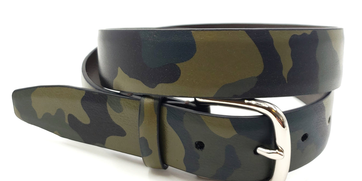 Green Leather Camouflage Print Belt – FH Wadsworth