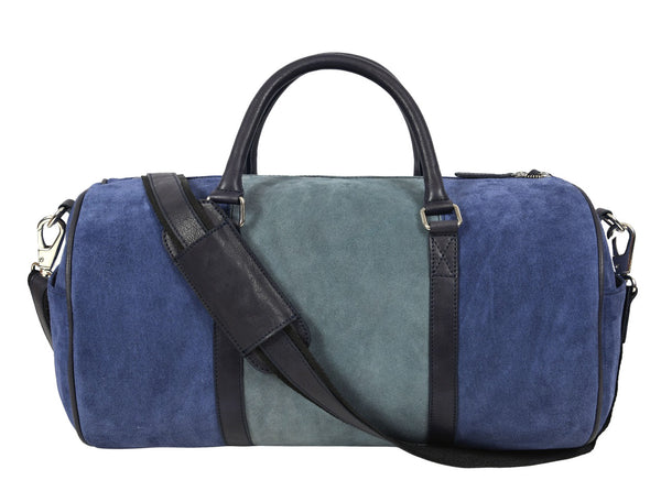 Blue Suede Round Duffel Bag
