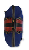 Red & Black Leather Striped Canvas Duffle Bag - FH Wadsworth