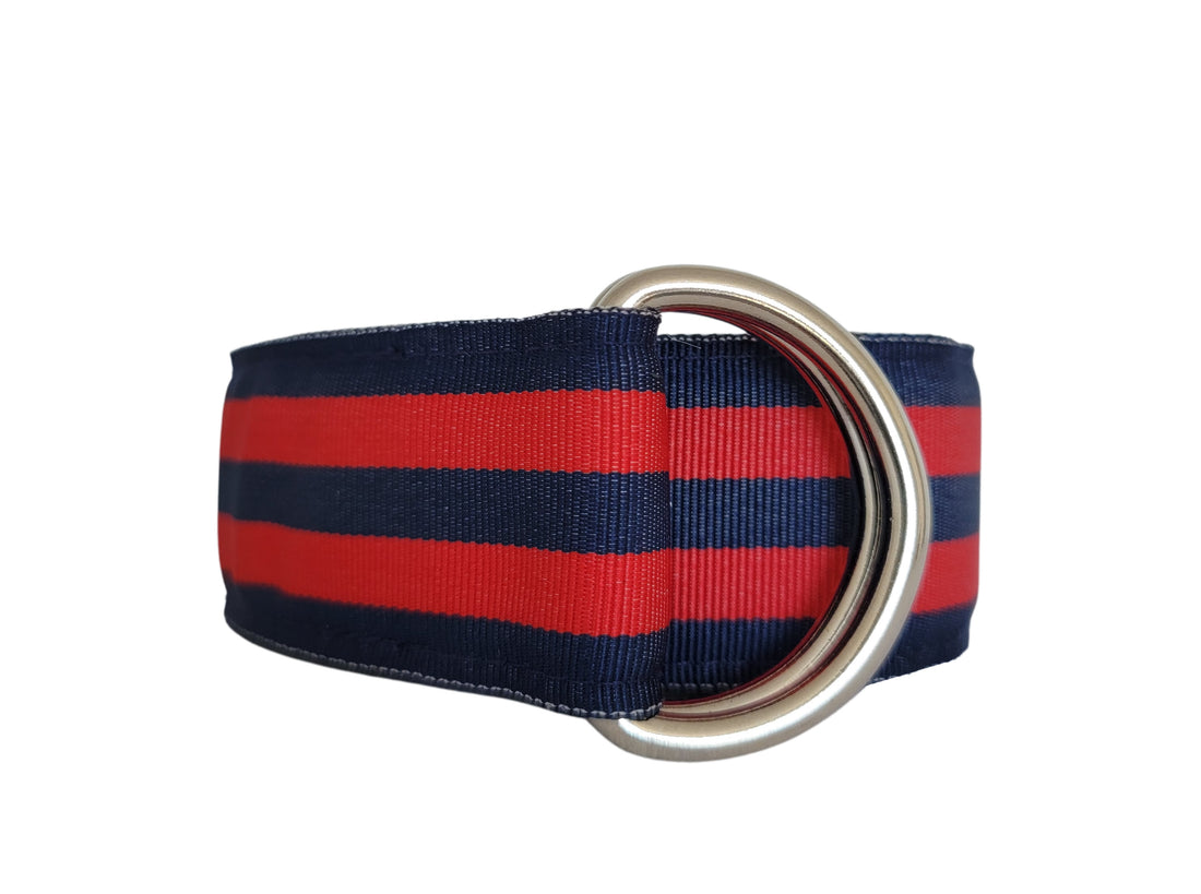 Navy &amp; Red Striped Ribbon Belt