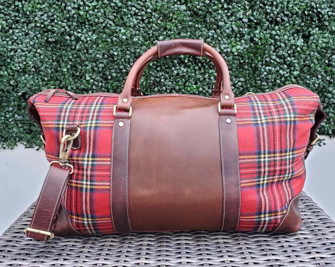 Royal Stewart Wool &amp; Leather Duffle Bag - FH Wadsworth