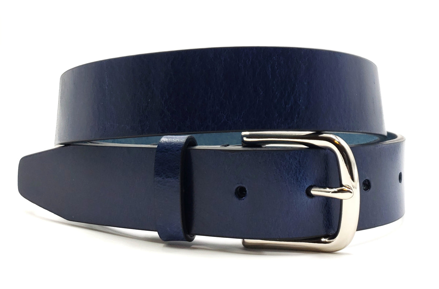 Solid Blue Leather Belt - FH Wadsworth