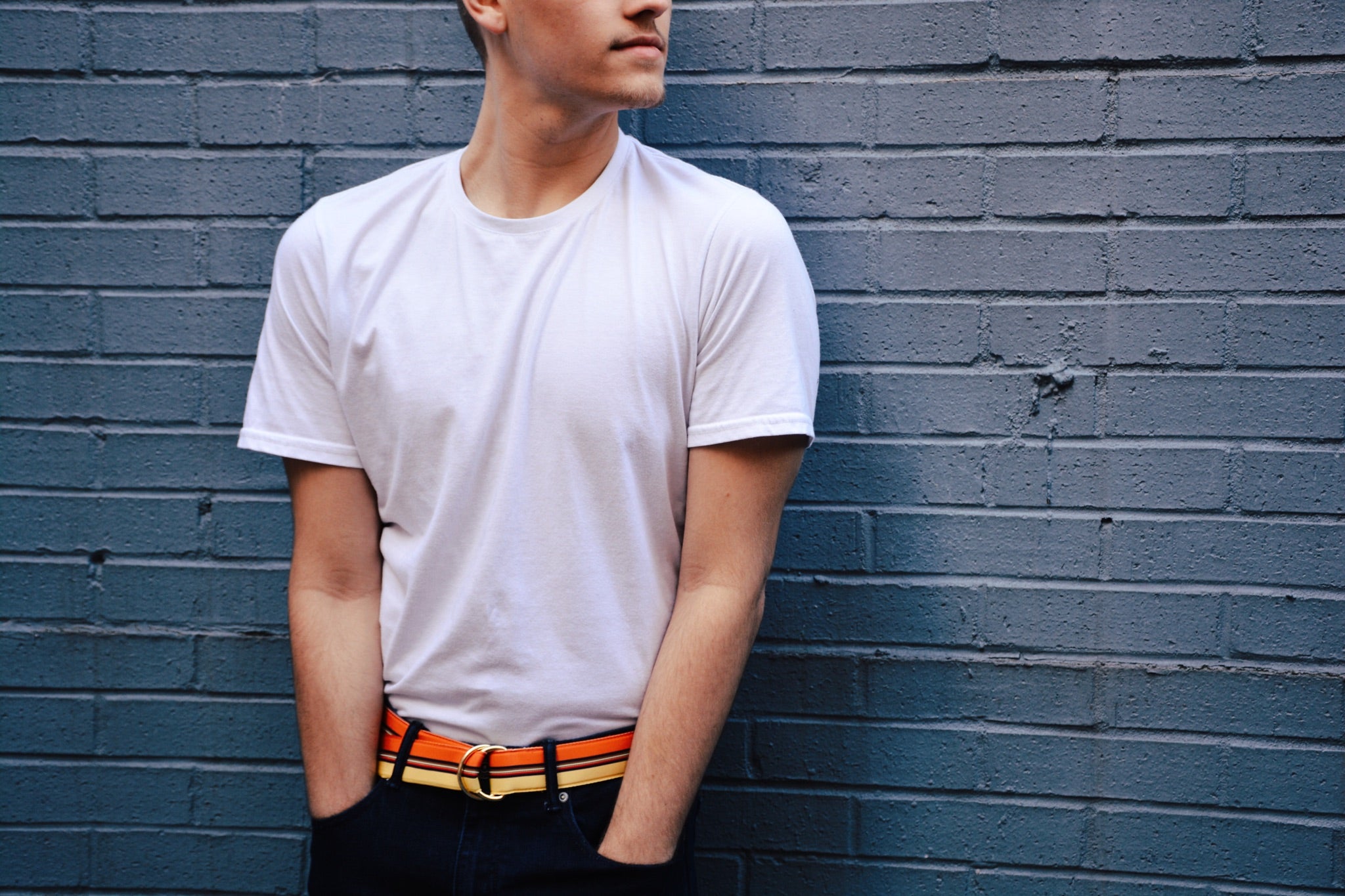 Yellow & Orange Striped Sunset Ribbon Belt - FH Wadsworth