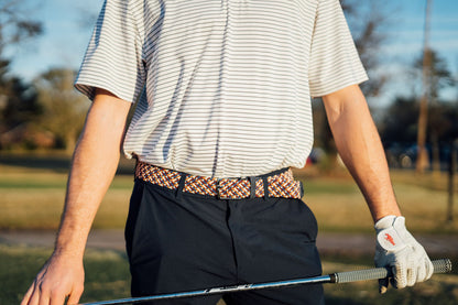 Maroon &amp; Orange Interwoven Elastic Stretch Belt - FH Wadsworth