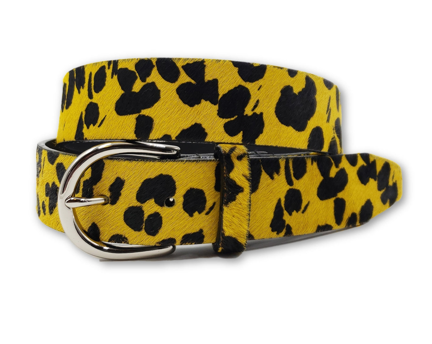 Yellow and Black Leopard Print Belt - FH Wadsworth