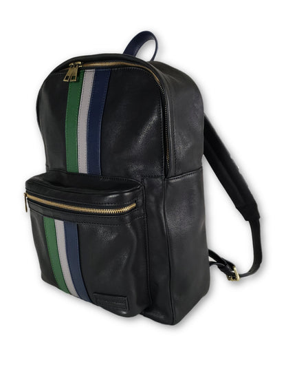 Black Leather Striped Backpack - FH Wadsworth