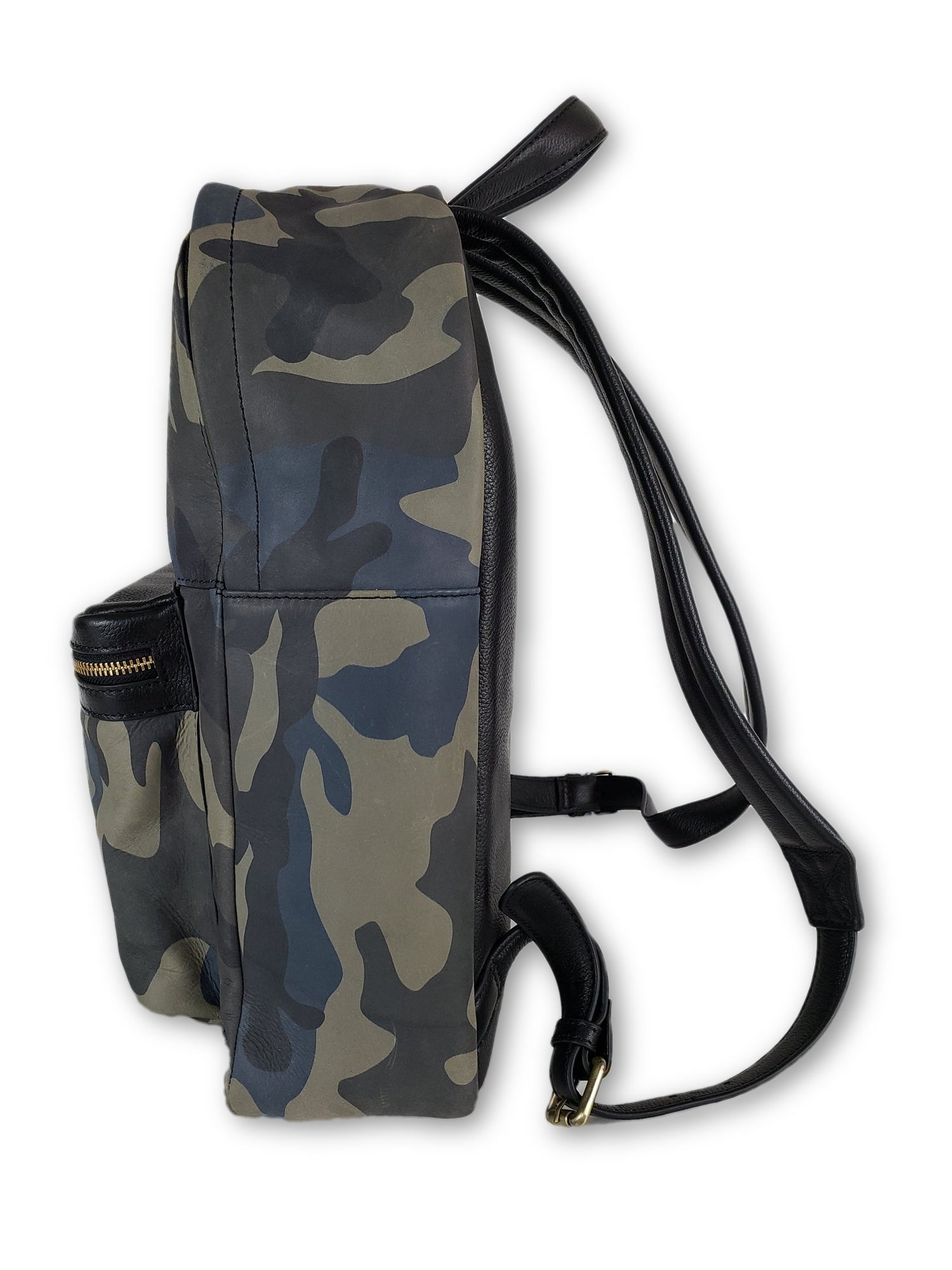 dept.8 unisex elegant leather backpack camo blue Blue Camo Leather Backpack by FH Wadsworth