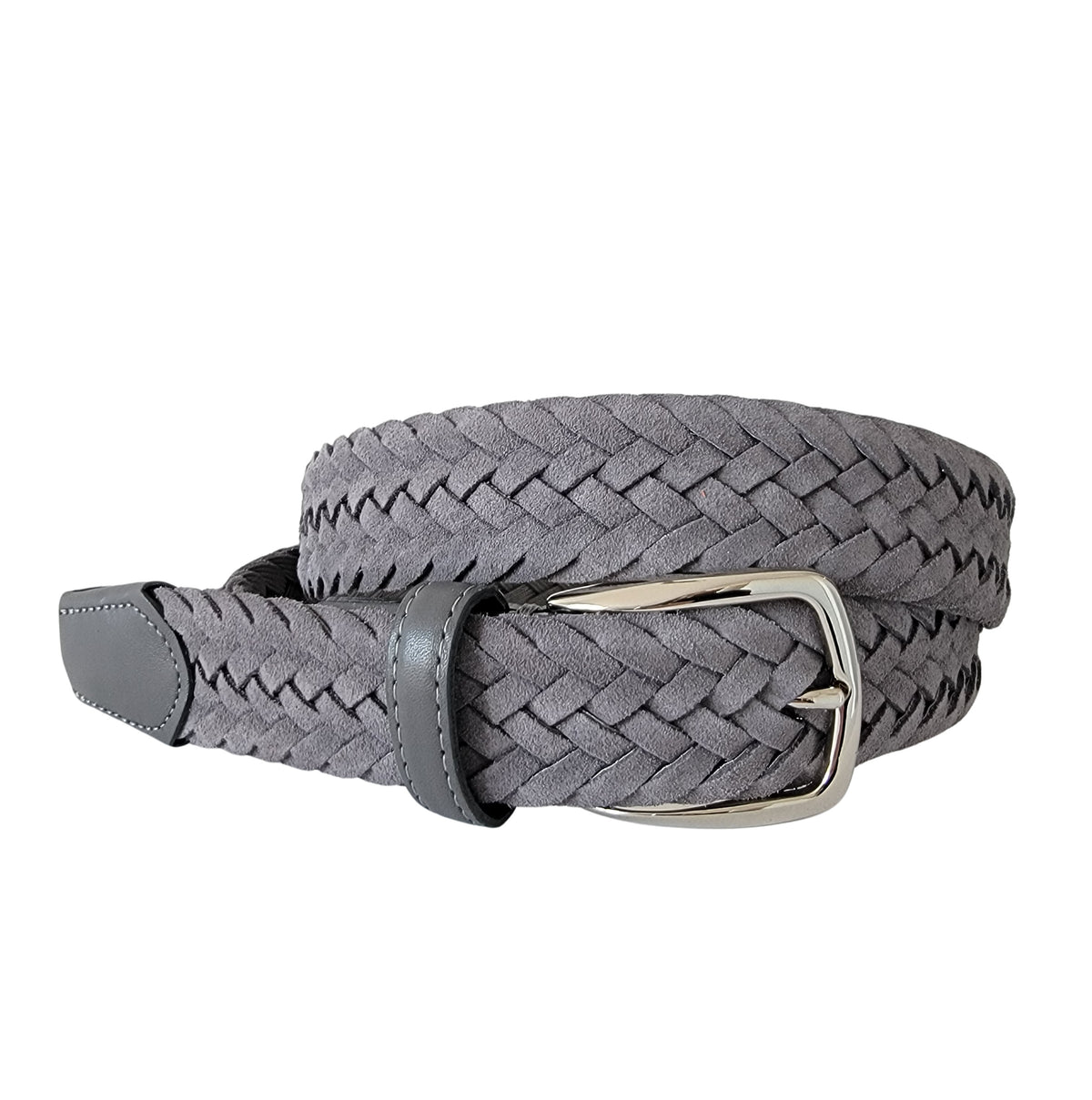 Braided Grey Suede Belt – FH Wadsworth display picture 2