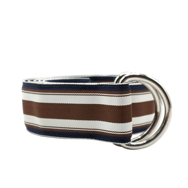 Navy and Brown Striped Ribbon Belt