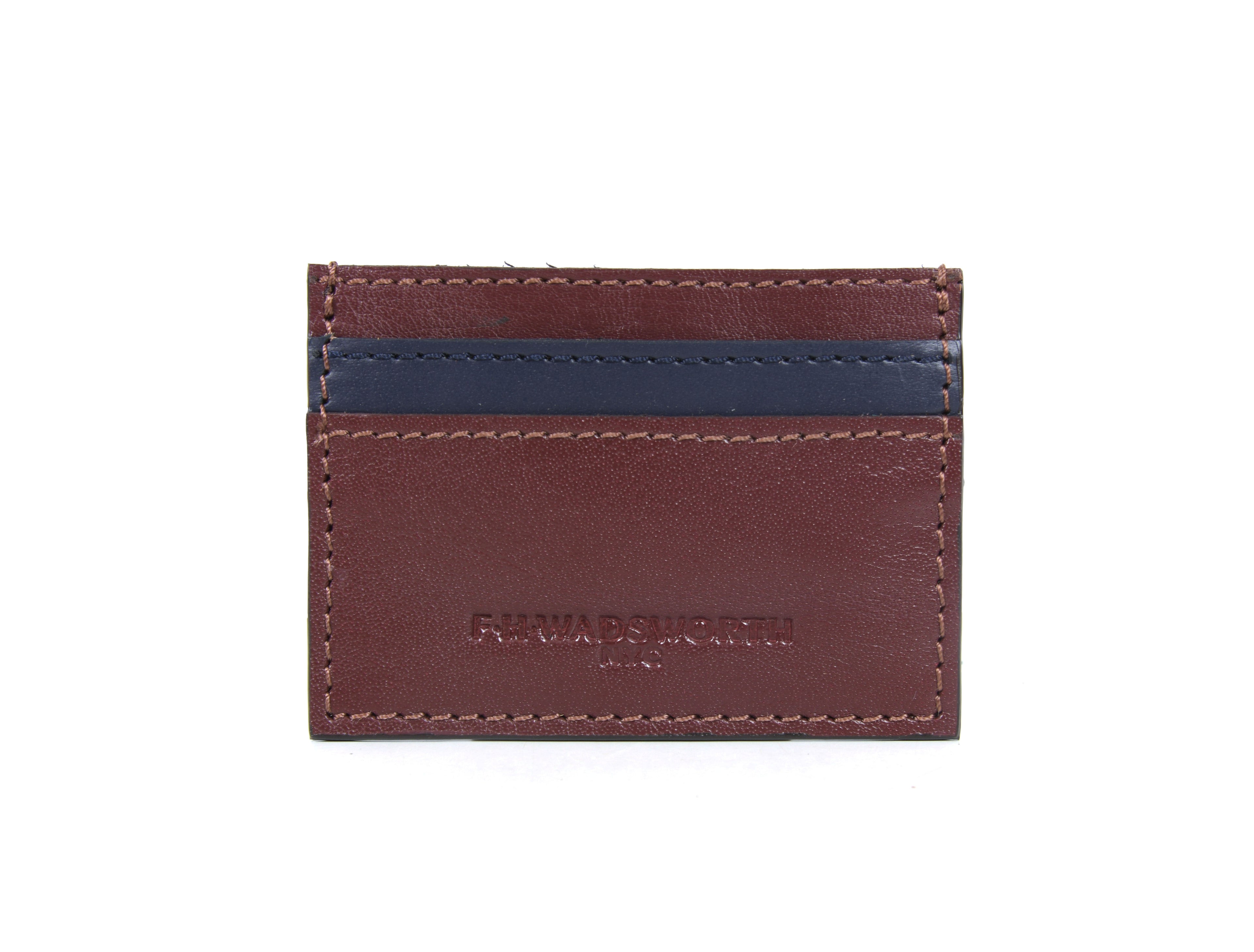 Burgundy &amp; Blue Leather Card Case