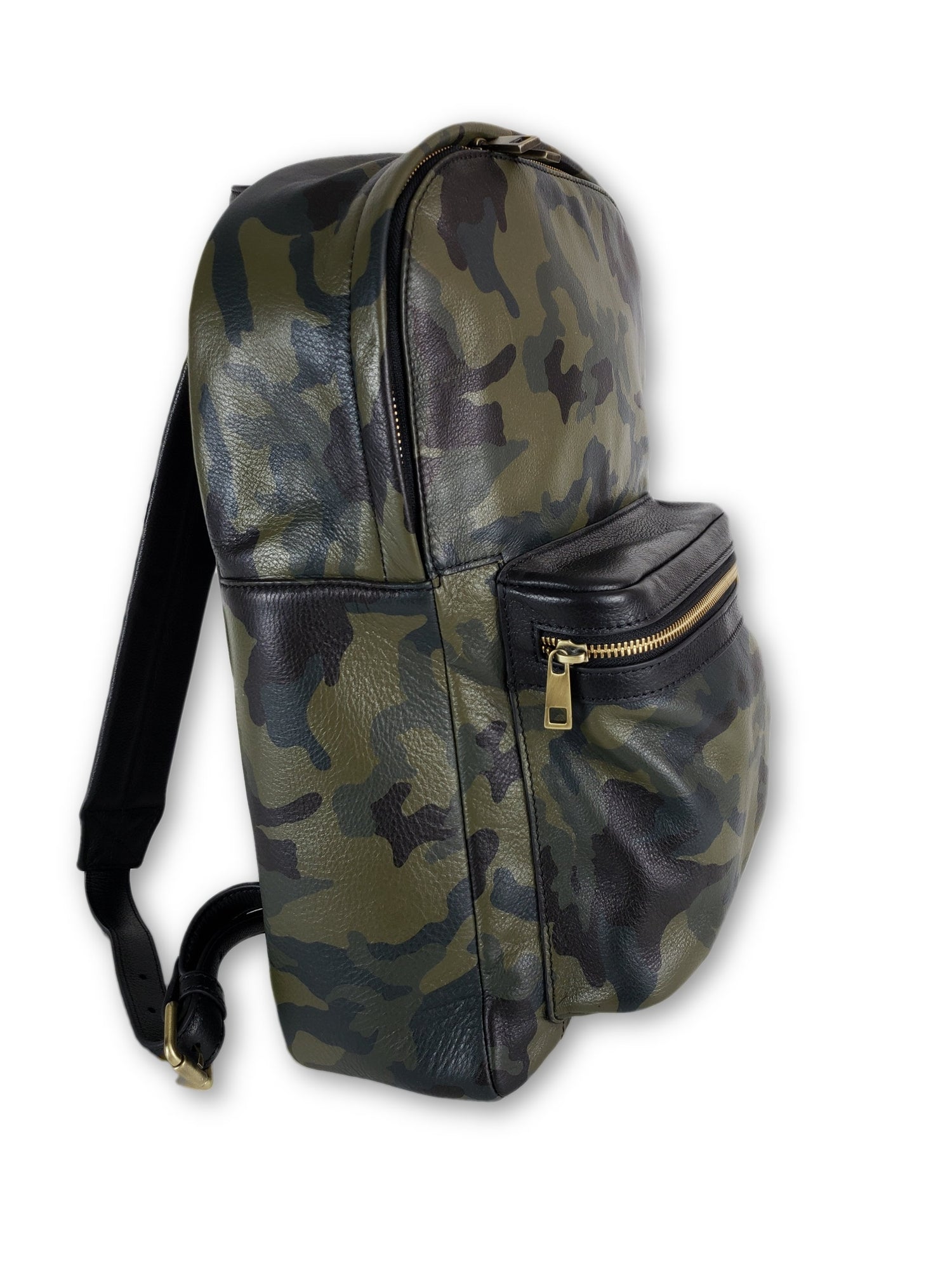 camo leather backpack Green Camo Leather Backpack by FH Wadsworth