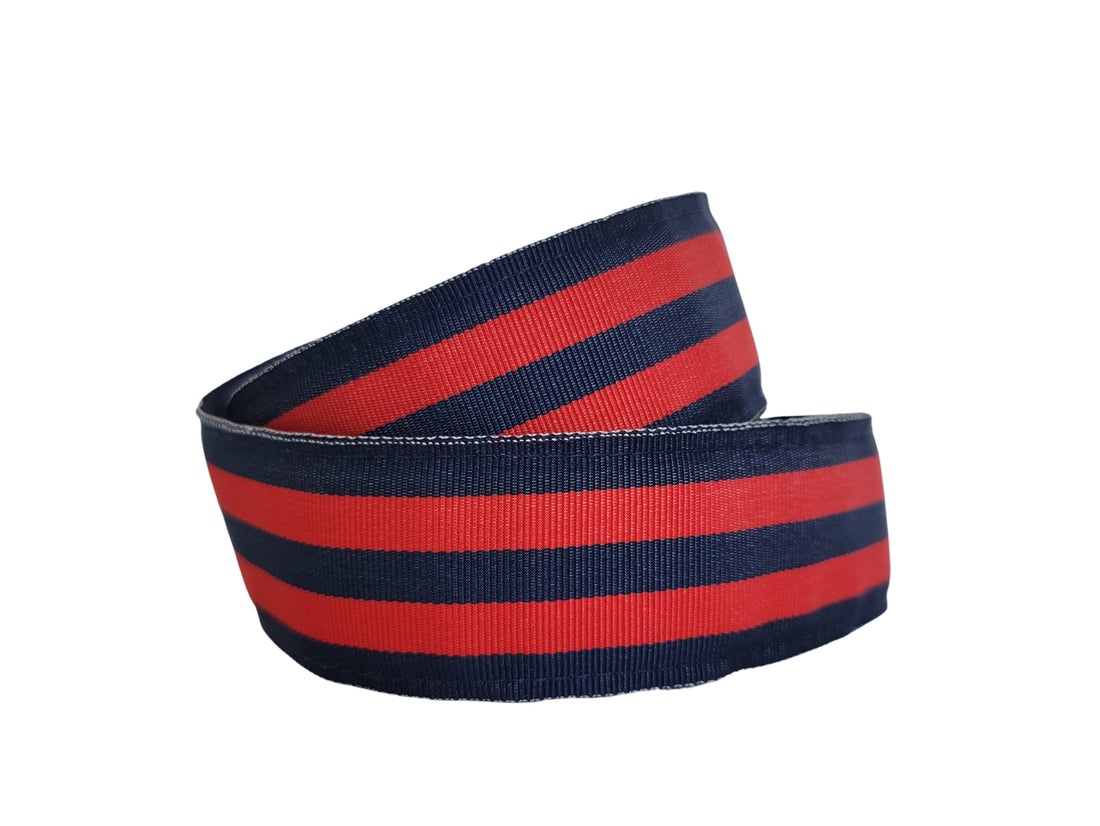 Navy &amp; Red Striped Ribbon Belt