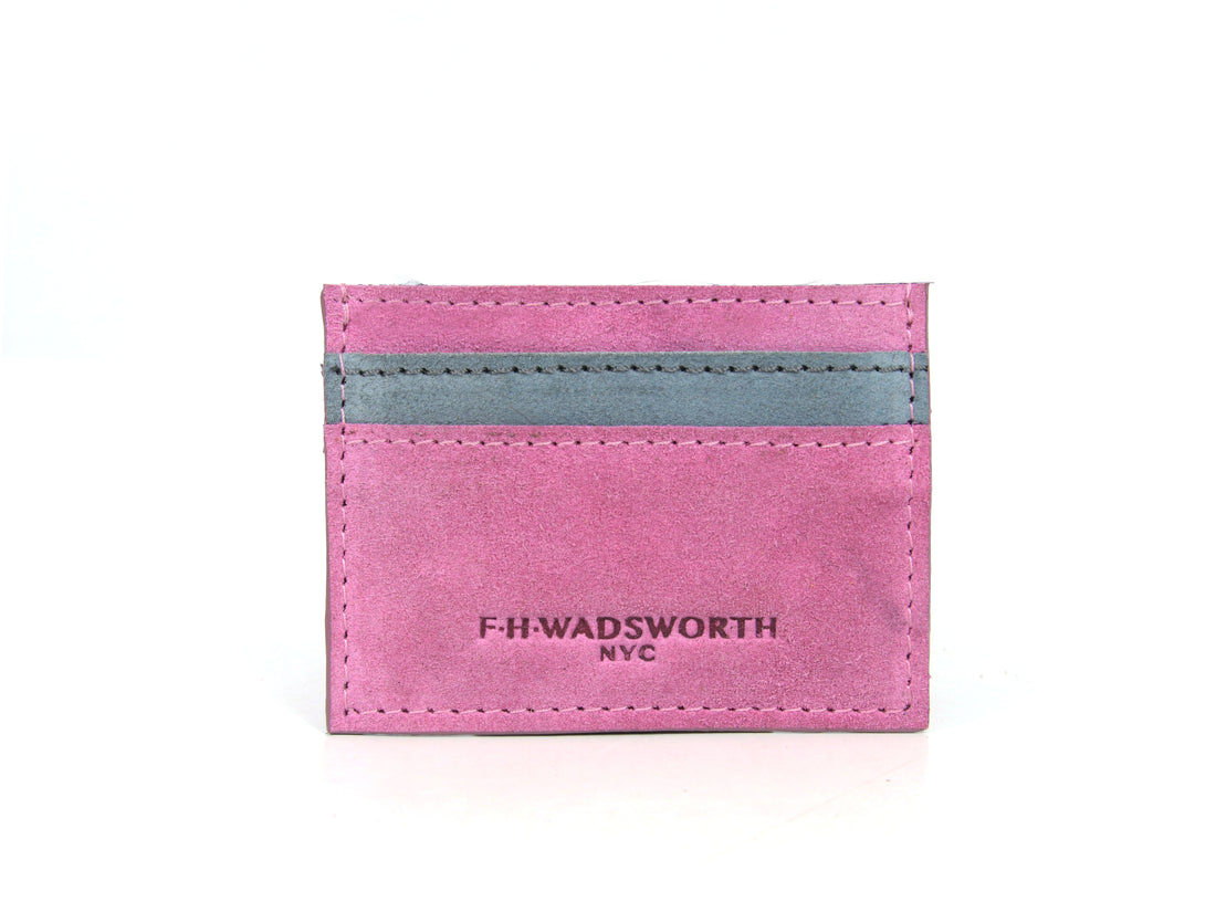 Pink &amp; Grey Suede Card Case