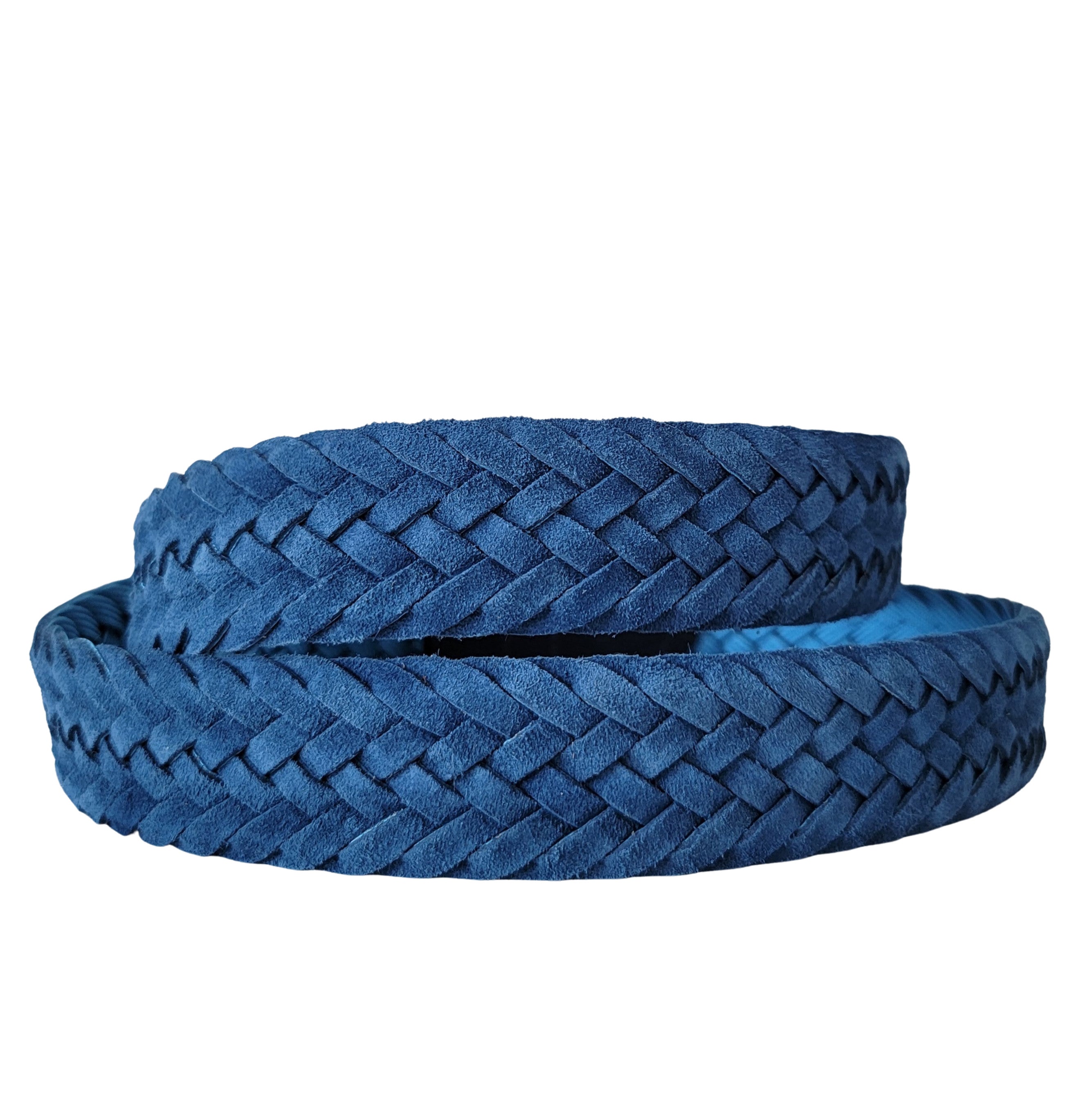 Braided Blue Suede Belt