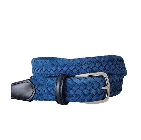 Braided Blue Suede Belt